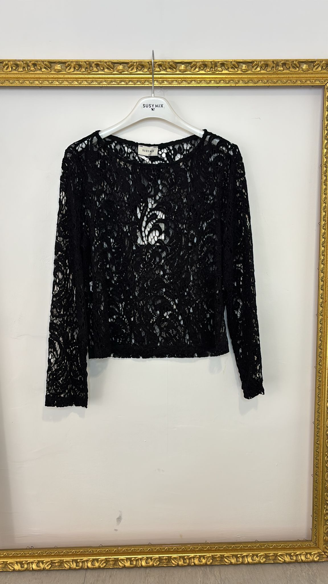 Maglia in pizzo nero Susy Mix