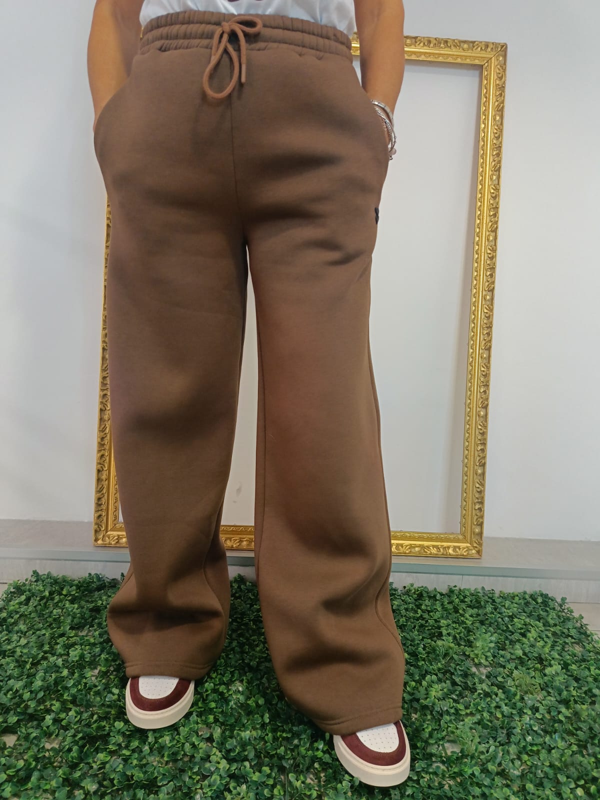 Pantalone a palazzo nero/marrone Please
