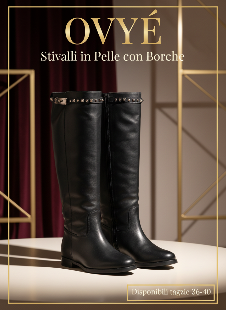 Stivale nero con borchie Ovyé