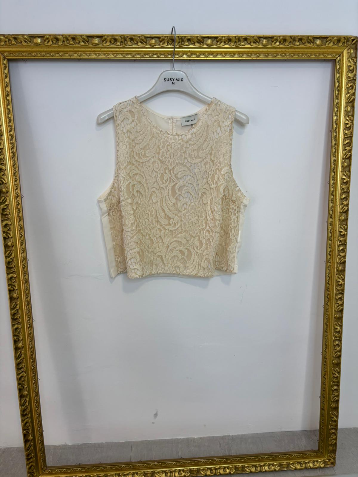 Top in pizzo burro Susy Mix