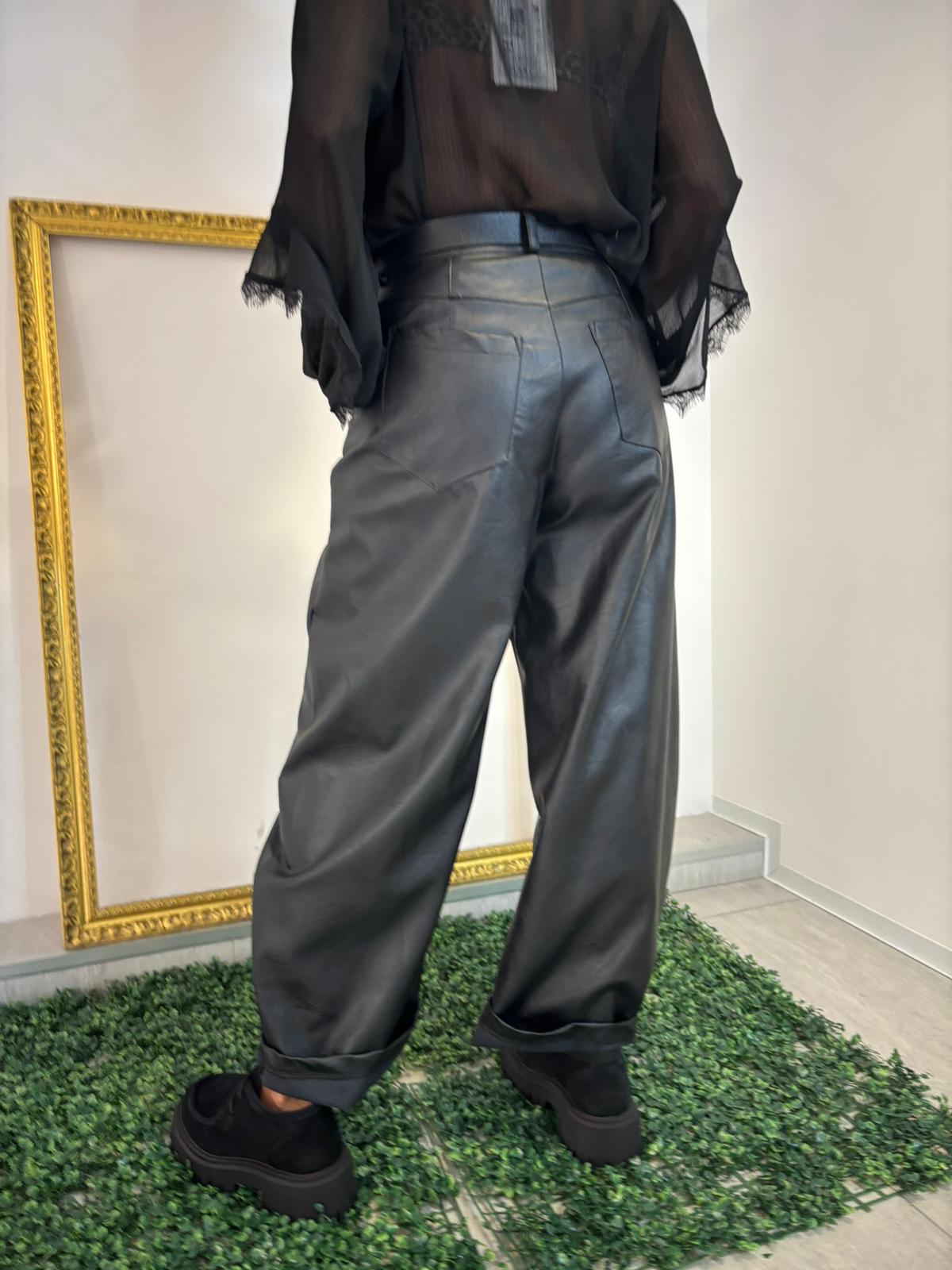 Pantalone ecopelle nero Vicolo