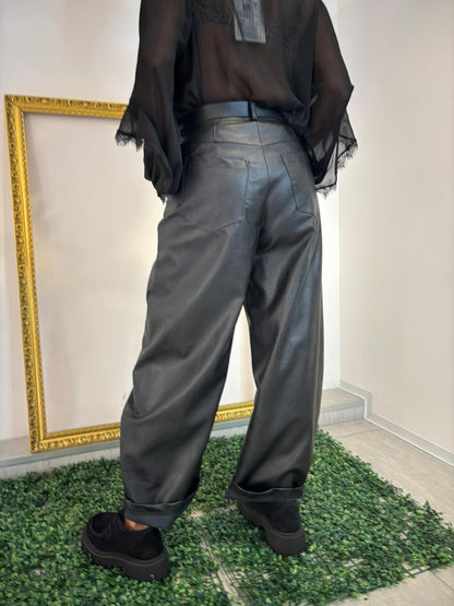 Pantalone ecopelle nero Vicolo