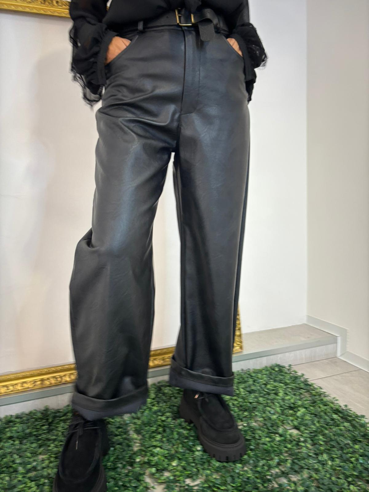 Pantalone ecopelle nero Vicolo