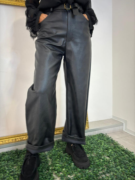 Pantalone ecopelle nero Vicolo