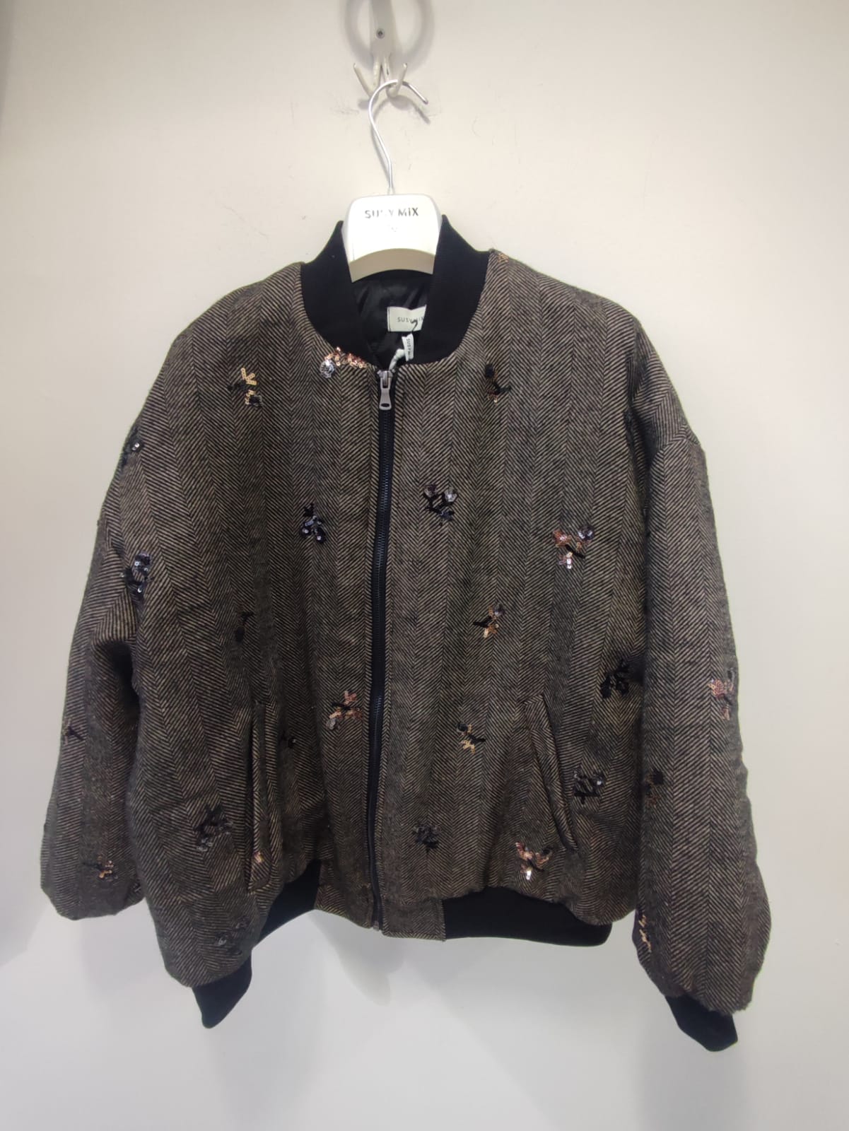 Bomber ricamato tortora Susy Mix