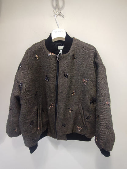 Bomber ricamato tortora Susy Mix