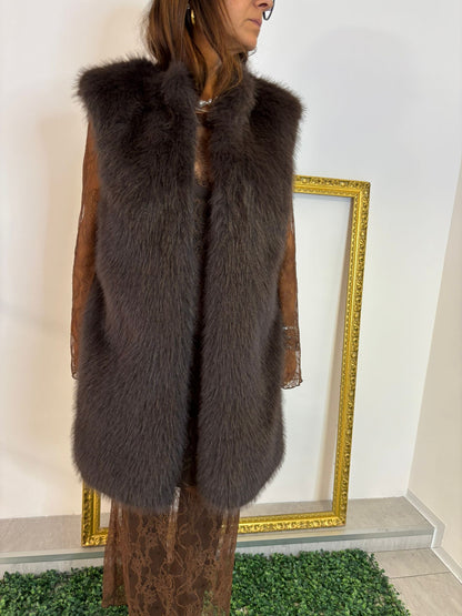 Ecopelliccia smanicata marrone Please