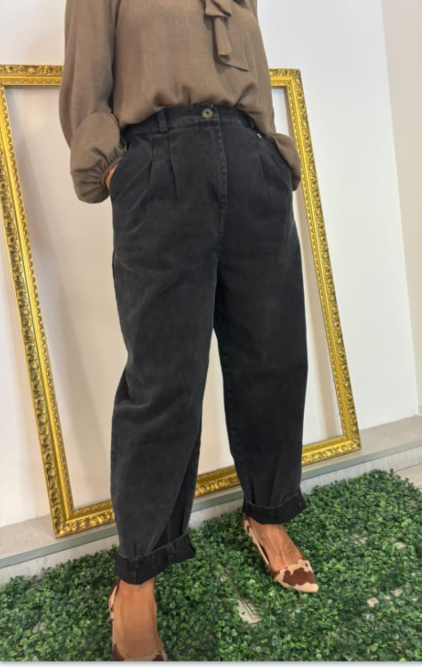 Jeans con pinces nero lavato Philia Loft