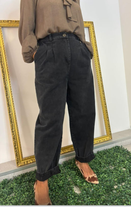 Jeans con pinces nero lavato Philia Loft