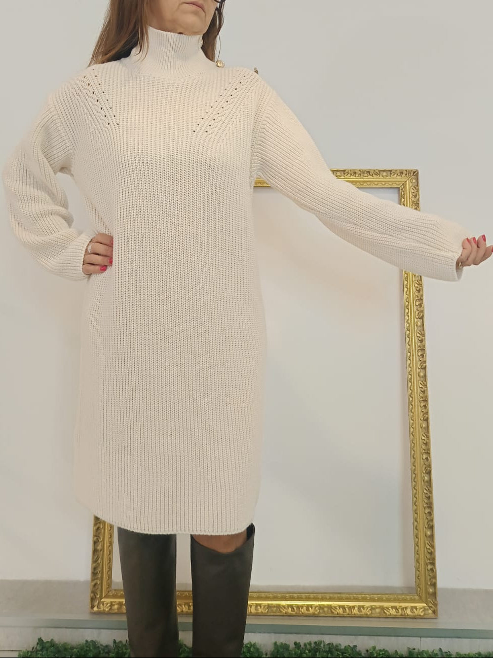 Abito in maglia panna/nero/moro Please