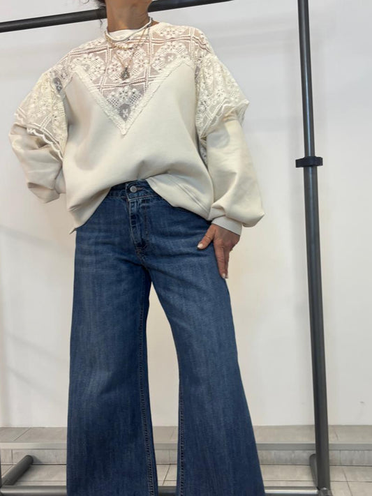 Felpa Philia Loft con Dettagli in Pizzo