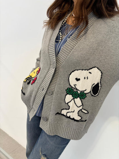 Cardigan Souvenir Snoopy e Woodstock Grigio